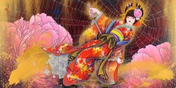 Yoshiyasu Tamura, JOROGUMO, Mixed Media on Canvas, 135 x 231 cm, 2017