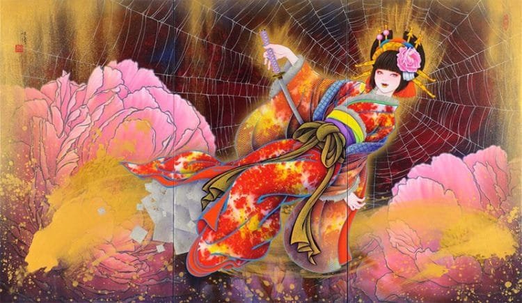 Yoshiyasu Tamura, JOROGUMO, Mixed Media on Canvas, 135 x 231 cm, 2017