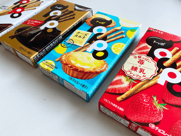 Product Review: LOTTE – Toppo: Milk Chocolate, Bitter Dark Chocolate, Strawberry Condensed Milk & Lemon Cheese Tart