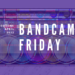 Text of "Bandcamp Friday" and "Suggestions April 2022" on top of a radio, edited in a way that there was a glitch. The result is that there are more radio's in the image. With added filters it is made colourful with the added colours of red, blue and green and mixes of that.