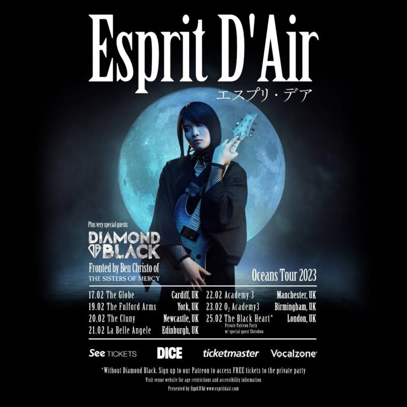 Esprit D'Air Oceans Tour 2023 17.02.2023 Cardiff 19.02.2023 York 20.02.2023 Newcastle 21.02.2023 Edinburgh 22.02.2023 Manchester 23.02.2023 Birmingham 25.02.2023 London (Private Party)