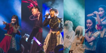 Collage of photos taken during HYPER JAPAN Festival 2022 - HYPER Live with performers DOUBLE AND - MIKUROMIKA - Mika Kobayashi - blank paper - FEMM - Photography: Francisca Hagen