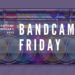 Text of "Bandcamp Friday" and "Suggestions February 2023" on top of a radio, edited in a way that there was a glitch. The result is that there are more radio's in the image. With added filters it is made colourful with the added colours of red, blue and green and mixes of that.