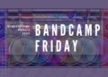 Text of "Bandcamp Friday" and "Suggestions March 2023" on top of a radio, edited in a way that there was a glitch. The result is that there are more radio's in the image. With added filters it is made colourful with the added colours of red, blue and green and mixes of that.