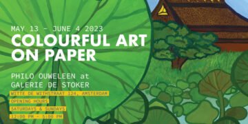 Promotional flyer with Philo Ouweleen's work from 2020. Lotus pond, from the series Japanese Garden