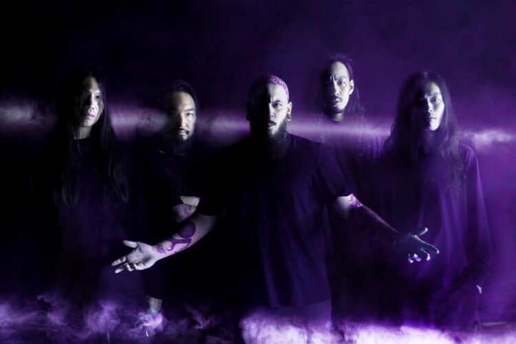 2023 band photo of Crystal lake, with frontman John Robert Centorrino in the middle.