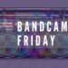 Text of "Bandcamp Friday" and "Suggestions October 2023" on top of a radio, edited in a way that there was a glitch. The result is that there are more radio's in the image. With added filters it is made colourful with the added colours of red, blue and green and mixes of that.