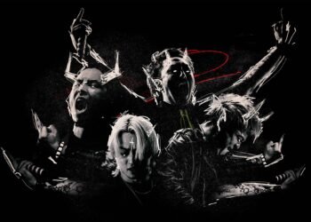 A almost monochrome photo of the four members of reggae punk band SiM, there are some things drawn on the band members, such as horns. In addition, some members show emotion in the form of screams or a smile.