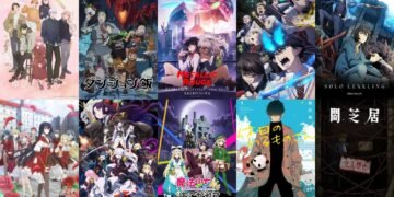 Anime key visuals from: Yubisaki to Renren (ゆびさきと恋々) - Studio: Ajia-do, Dungeon Meshi (ダンジョン飯) - Studio: Kadokawa, Metallic Rouge - Studio: BONES, Ao no Exorcist: Shimane Illuminati-hen (青の祓魔師 島根啓明結社篇) - Studio VOLN, Ore dake Level Up na Ken (俺だけレベルアップな件) - Studio: A-1 Pictures, Mato Seihei no Slave (魔都精兵のスレイブ) - Studio: Seven Arcs, Akuyaku Reijou Level 99: Watashi wa Ure-Boss desu ga Maou dewa Arimasen (悪役令嬢レベル99 ～私は裏ボスですが魔王ではありません～) - Studio: Jumondo, Mahou Shoujo ni Akogarete (魔法少女にあこがれて) - Studio: Asahi Production, Kyuujitsu no Warumono-san (休日のわるものさん) - Studio: SynergySP, Shin-Ei Animation, and Yami Shibai 12 (闇芝居 十二期) - Studio: ILCA
