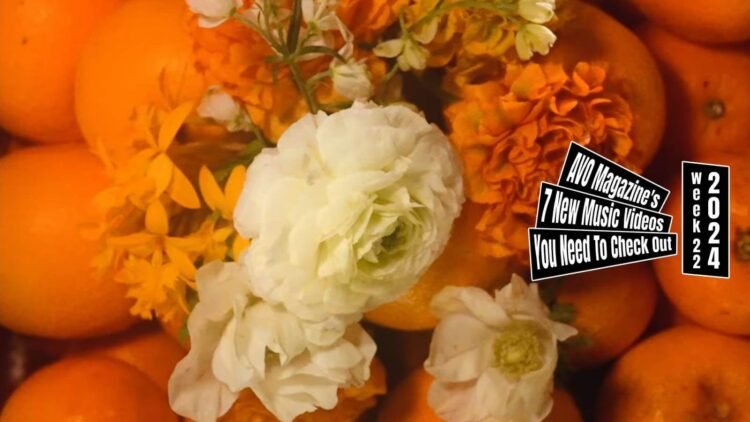 Still from Natsudaidai's music video for the song "青果店 (Seika-ten, Fruit Store)" which is directed by yama. The still showcases an artistic and vibrant arrangement of several oranges (most probably the Natsudaidai) with a bouquet of white and orange flowers placed on top. The music video is directed by yama, with director of photography Sota Ouchi, assistant director lilgonzaemom, and art director sHu.