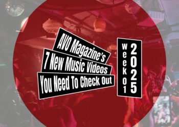 Music Video Roundup logo on top of a design with the red dot (inspired by the Japanese flag) and a concert photo taken by Francisca Hagen (at the Haru Nemuri show at V11 in Rotterdam). We have arrived at week 1 of 2025.