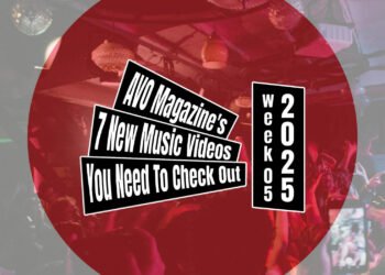 Music Video Roundup logo on top of a design with the red dot (inspired by the Japanese flag) and a concert photo taken by Francisca Hagen (at the Haru Nemuri show at V11 in Rotterdam). We have arrived at week 5 of 2025.