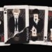 The four members of FUKURO presented as playcards. All members are wearing dark/black suits and are presented as Kings of spades, hearts, diamonds and clubs. Only the card of vocalist of the band, Yoshiatsu, has a corner revealing a little bit of the Joker card.