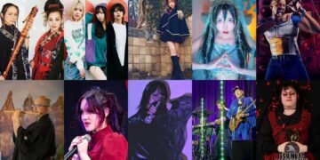 Photo collage of highlighted performers who will perform at AnimeCon 2025: Full Steam Ahead: two members of Japone Artists (©Japone Artists), the three members of Village in Maier (©MSR), Miho (©Idol Underworld), nonayu (©nonayu), Shao Dow (©DiY Gang Entertainment), Shinko Suzuki (photo by JeCeH fotografie), cocoA (photo by Tim Ilmer), Mika Hammy (©Mika Hammy), Extra Lives (©Extra Lives), and Rinalinksyy (Photo by BartRoest Fotografie).