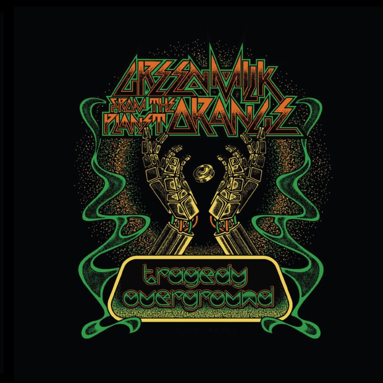 Apart from the addition of the band logo and the song title placed, the background is completely black. In the centre of the image, two robotic hands are shown and in the middle of these hands a coin with an eye on it is placed. This is surrounded by a sort of halo and green smoke.