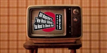 Music Video Roundup logo on top of a design with the red dot (inspired by the Japanese flag) on top of a photo of an old television, placed on a chair with orange-coloured tiles on the background. (Photo by Hamed Asad, edited by Francisca Hagen)