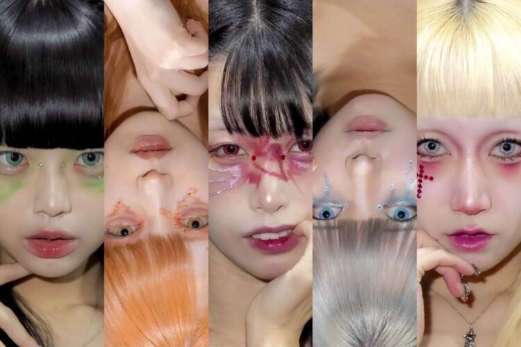 Five close-up portraits of the members of alternative idol group Zenbu Kimi no Sei da. presented in a collage, showing the creative expression of all the members.