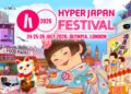 Poster Artwork for HYPER JAPAN Festival 2026, consisting of an illustration with mascot Nacchan dressed in a yukata while enjoying takoyaki and holding a video game controller. She is surrounded by the booths that offer Japanese food and drinks, maneki neko, race car, Gundam, a main stage with a performer and a big audience and Big Ben, representing what you can do at the Japanese culture festival in London.